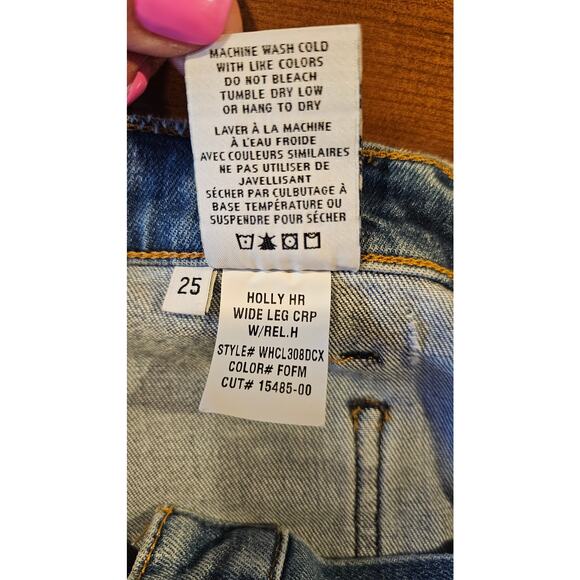 Hudson Holly High Rise Jeans Wide Leg Cropped Relaxed Hem Womens  Sz 25 - Picture 8 of 10